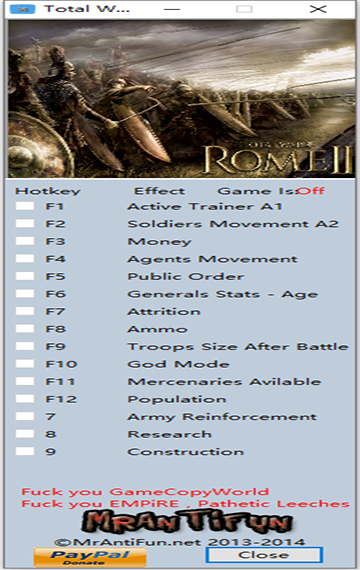 罗马2全面战争帝皇版修改器最新版